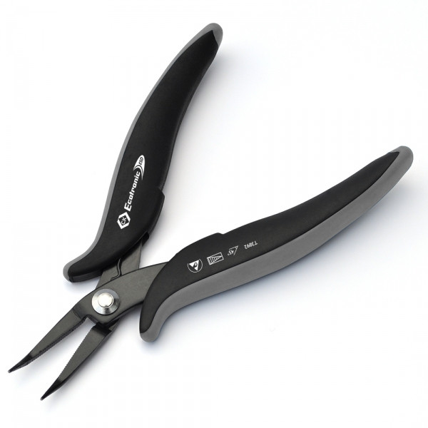 Snipe nose plier with bent tip ESD - Click Image to Close