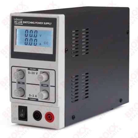 Schakelende DC-Labvoeding 0-30 VDC / 0-3 A