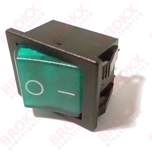 Rocker - ON-OFF (DPST) green neon light