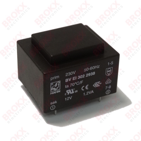 PCB Transformer 230 VAC - 12 VAC 100 mA - Click Image to Close