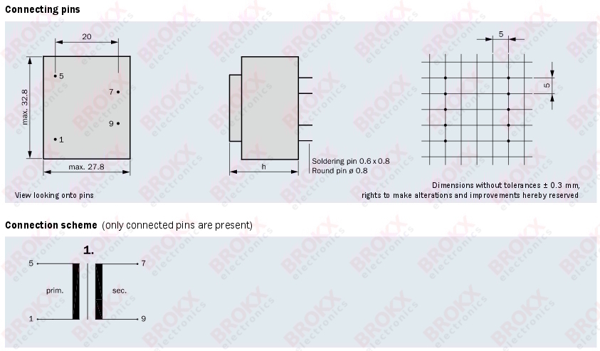 PCB Transformer 230 VAC - 12 VAC 100 mA - Click Image to Close