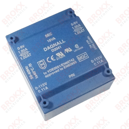 PCB Transformer 230 VAC - 2 x 9 VAC 1 A - Click Image to Close