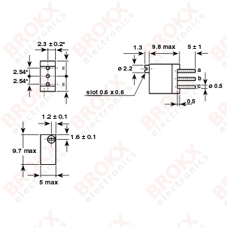 Trimmer 500 Ω staand 19 omw