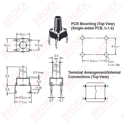 Microswitch - Maak contact (SPST-NO) 2-pins