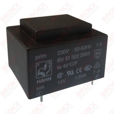 PCB Transformer 230 VAC - 15 VAC 120 mA - Click Image to Close