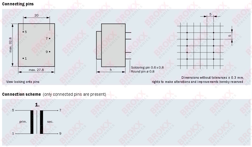 PCB Transformer 230 VAC - 15 VAC 120 mA - Click Image to Close