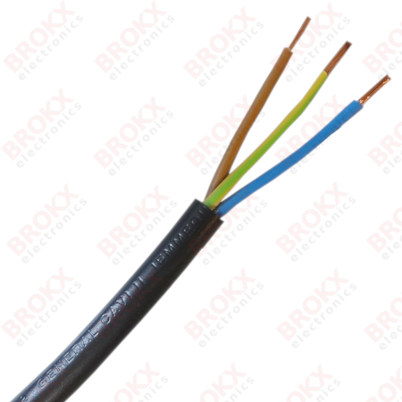 Mains cable 3 x 1.5 mm² Black - Click Image to Close